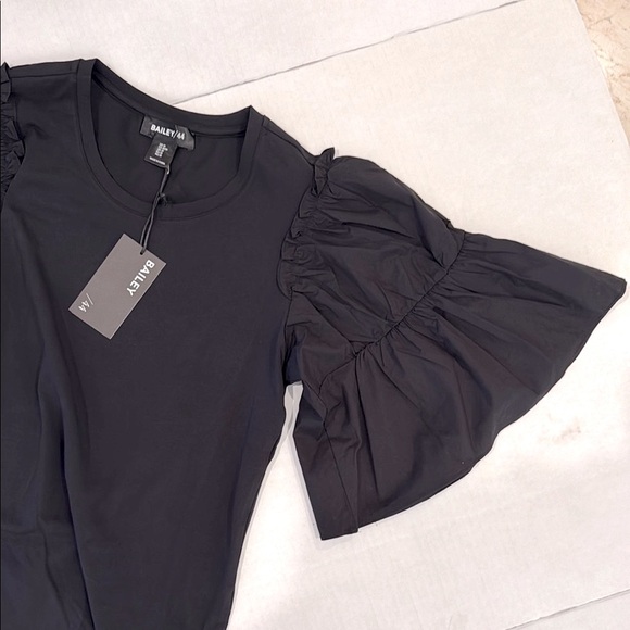 Bailey/44  Black Ruffle Sleeve Top NWT - Picture 5 of 11